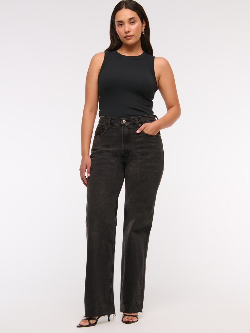 Abercrombie & Fitch Black Straight-Leg Jeans Curve Love